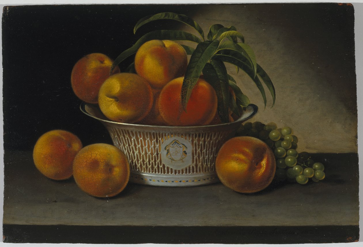 Stilleben med ferskner, 1821 af Raphaelle Peale