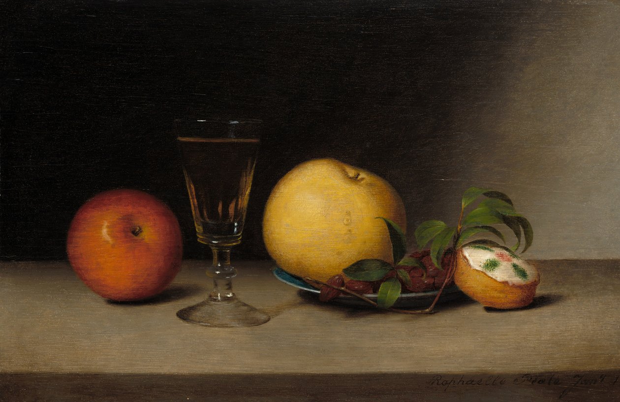 Stilleben med æbler, sherry og tekage, 1822. af Raphaelle Peale