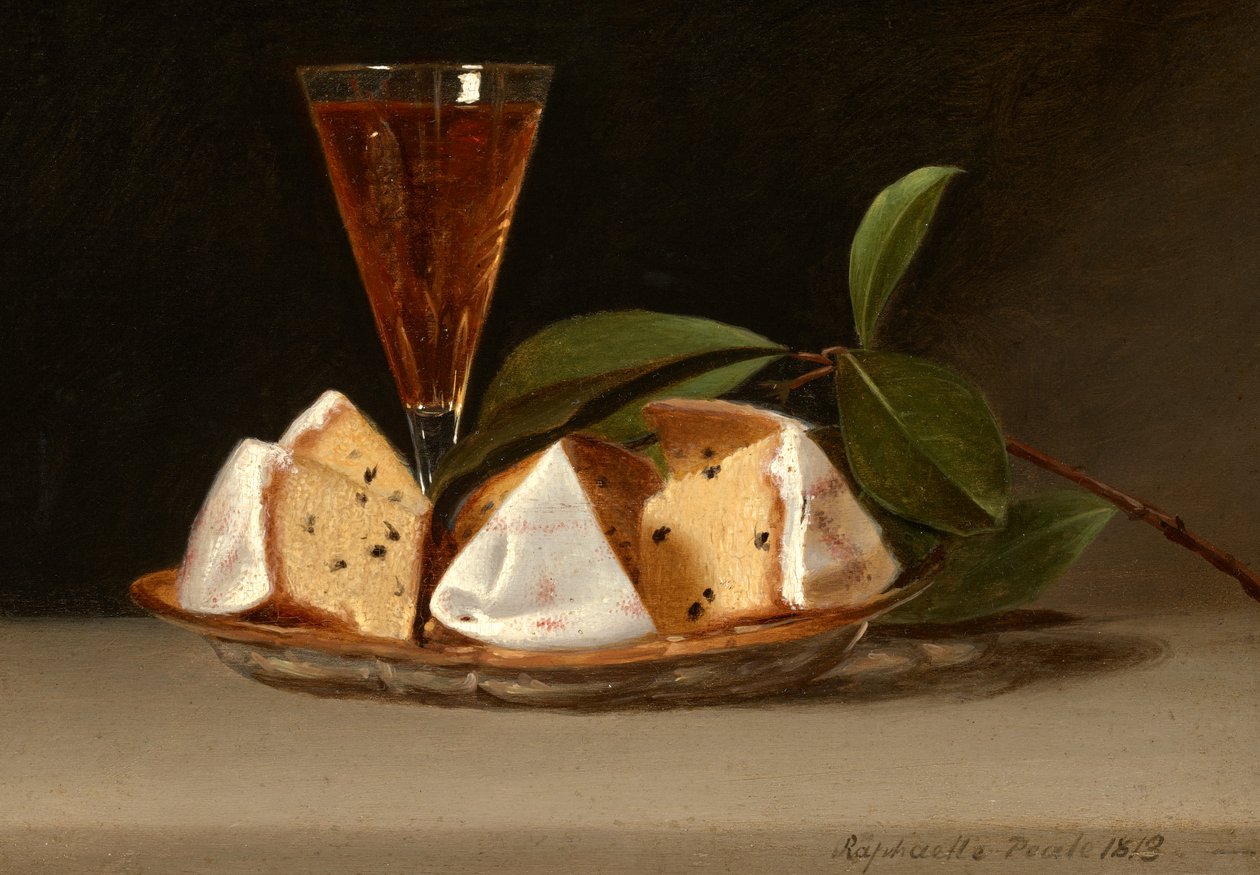 Stilleben med rosinkage af Raphaelle Peale