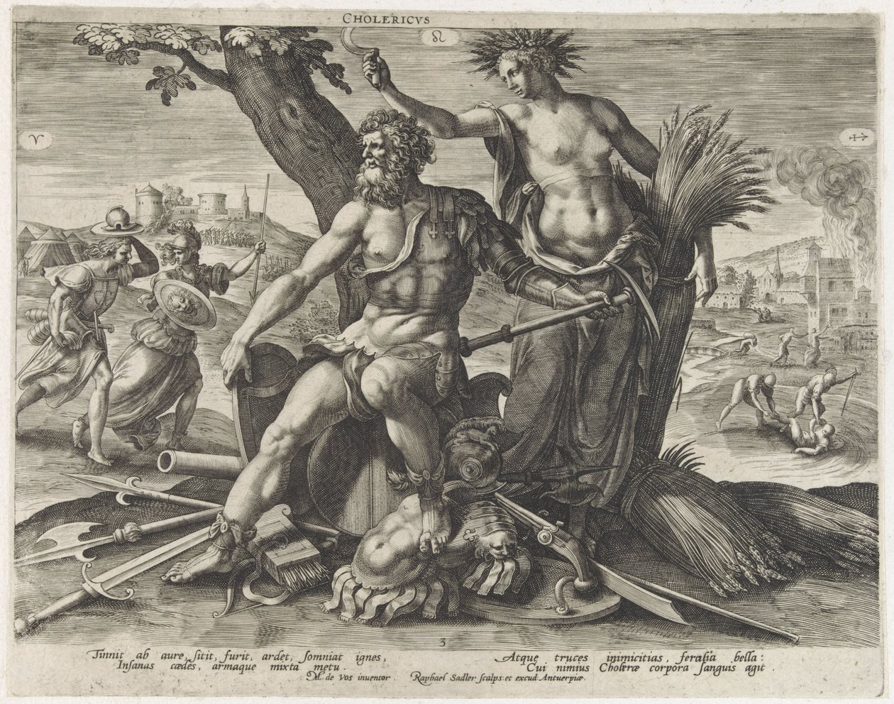 Kolerisk temperament (titel på objekt) Vier temperamenten (serietitel) af Raphaël Sadeler (I)
