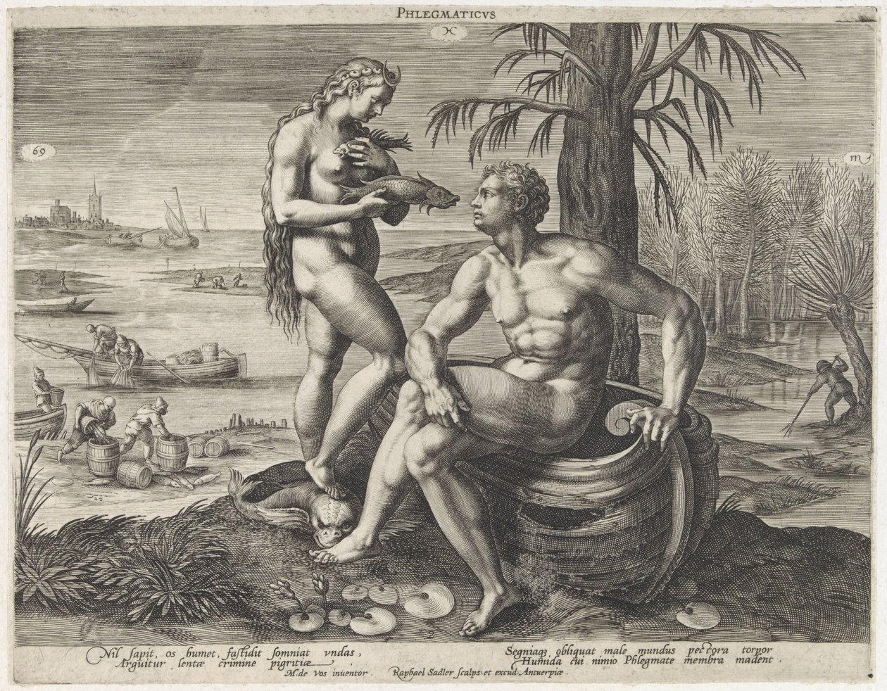 Flegmatisk temperament Phlegmaticus (titel på objekt) Vier temperamenten (serietitel) af Raphaël Sadeler (I)