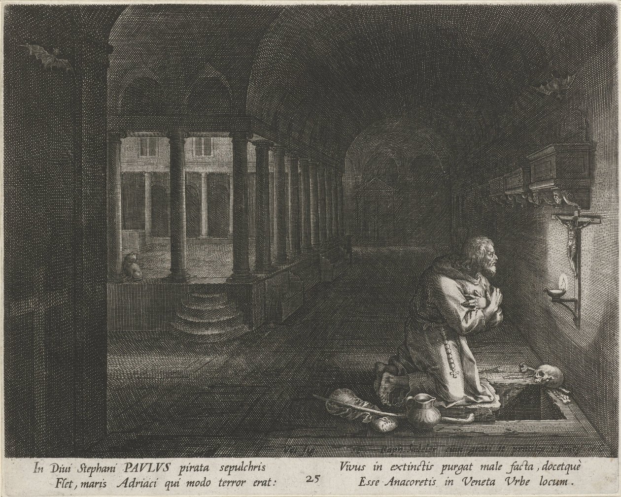 Sankt Paul af Latros Eremitternes dydige liv (serietitel) Trophaeum vitae solitariae (serietitel) af Raphaël Sadeler (I)