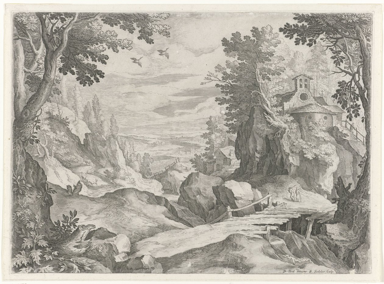 Landskab med et kapel af Raphaël Sadeler (I)