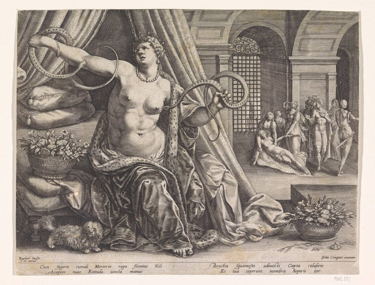 Kleopatras selvmord af Raphaël Sadeler (I)