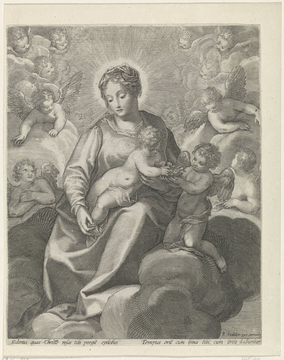 Maria med Kristusbarnet i skyerne af Raphaël Sadeler (II)