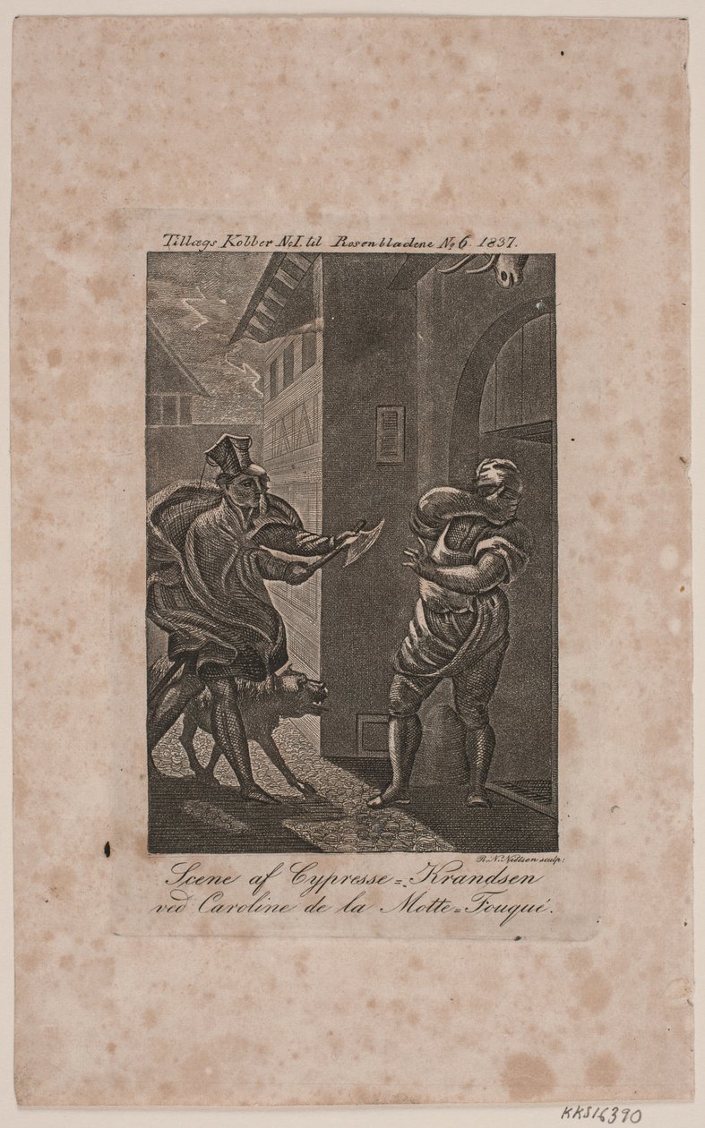 Scene af Cypresse-Knudsen. Tillægs kobber til Rosenbladene Nr. 6, 1837 af Rasmus Nicolai Nielsen