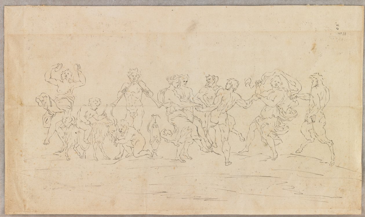 A Bacchanal (recto) (pen og sort blæk) af Raymond Lafage