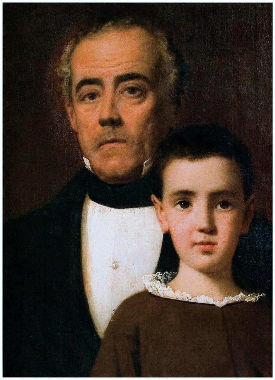 Portræt af Rafael García de la Huerta og hans barnebarn af Raymond Auguste Quinsac Monvoisin