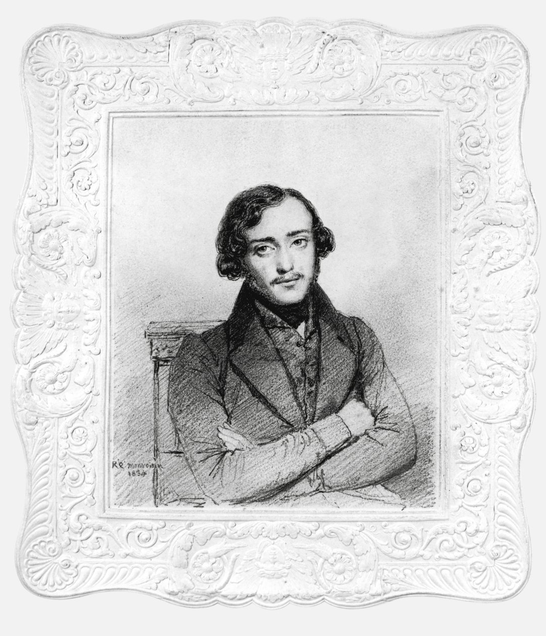 Portræt af Eugene Emmanuel Viollet-le-Duc (1814-79) 20 år, 1834 (kul og blyant på papir) af Raymond Quinsac Monvoisin