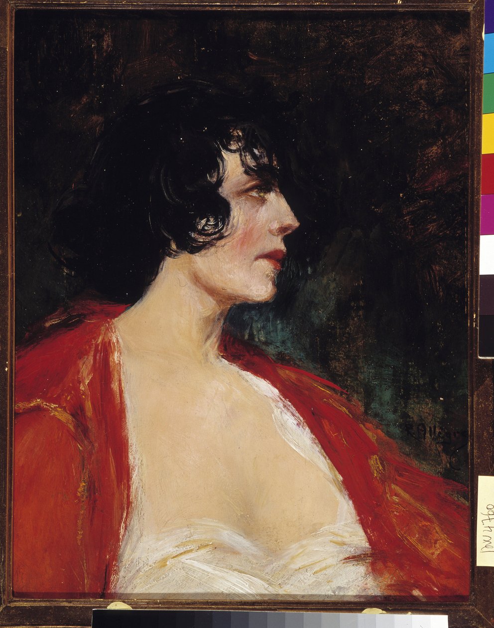 Portræt af kvinde i den røde bluse Maleri af Raymond Allegre (1857-1933) 20. århundrede Obligatorisk omtale: Collection fondation regards de Provence, Marseille af Raymond Allegre