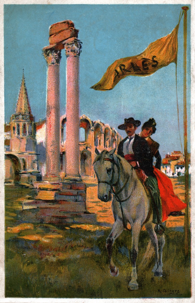 Byen Arles. (Illustration, omkring 1920) af Raymond Allegre