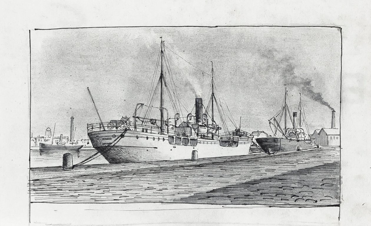 Bateaux a quai (blæk på papir) af Raymond Bonnefon