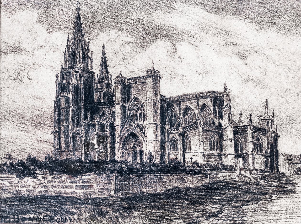 Katedral (trækul) af Raymond Bonnefon