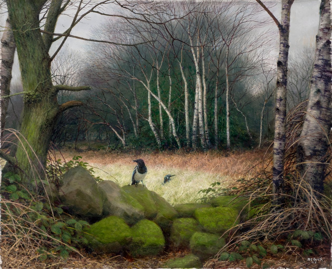 En morgen i slutningen af vinteren, 2002 (olie på plade) af Raymond Booth