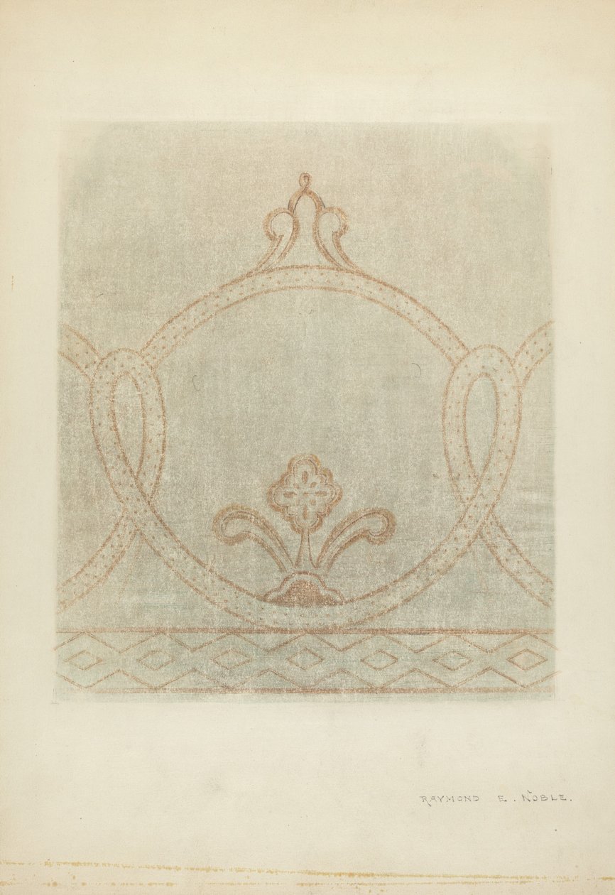 Vægmaleri Restaurering Tegning, ca. 1940. af Raymond E. Noble