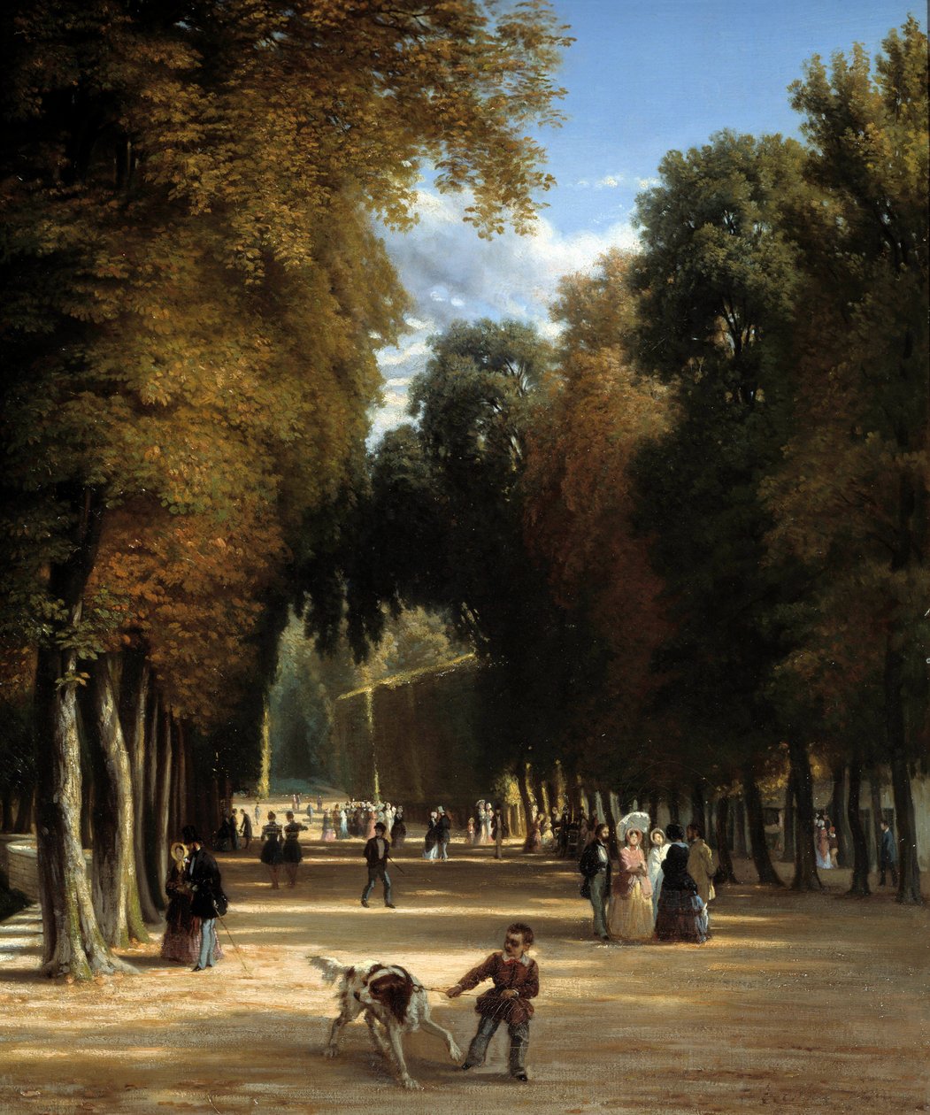 Gå til Parc de Saint Cloud (detaljer). Maleri af Raymond Esbrat (1809-1856) af Raymond Esbrat