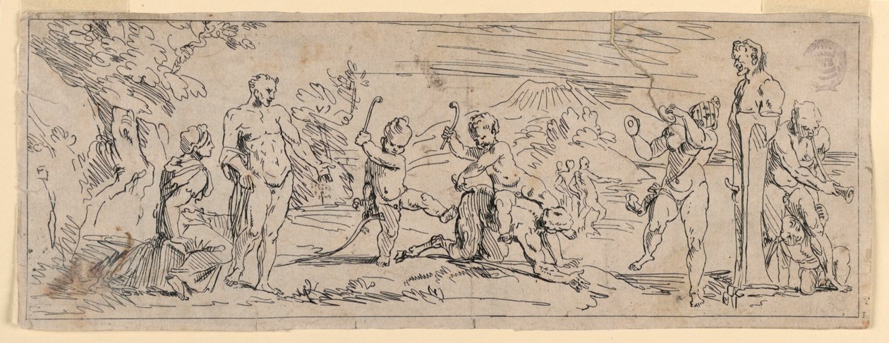 Børn leger med en Satyr af Raymond Lafage