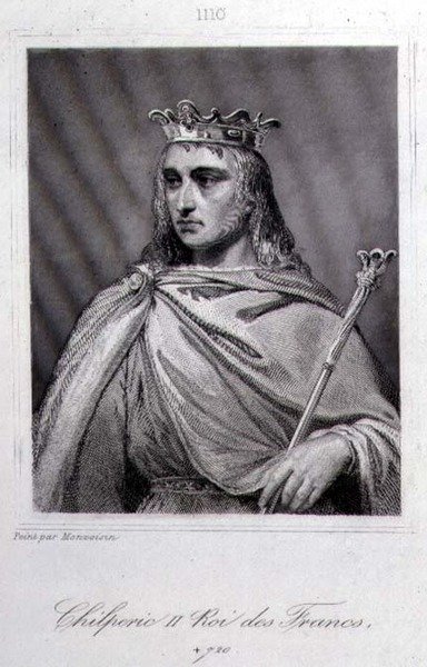 Chilperic II (ca. 675-721) konge af Neustrien (gravering) af Raymond Quinsac (after) Monvoisin