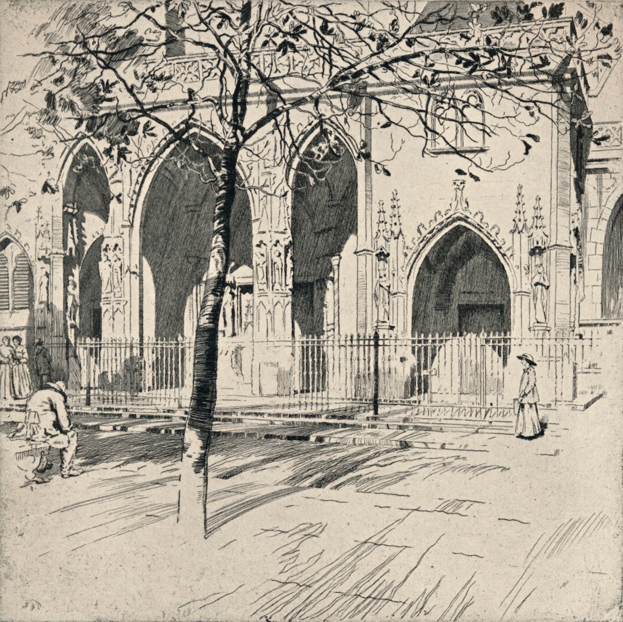 Facade af kirken St Germain-lAuxerrois, 1915 af Raymond Ray Jones