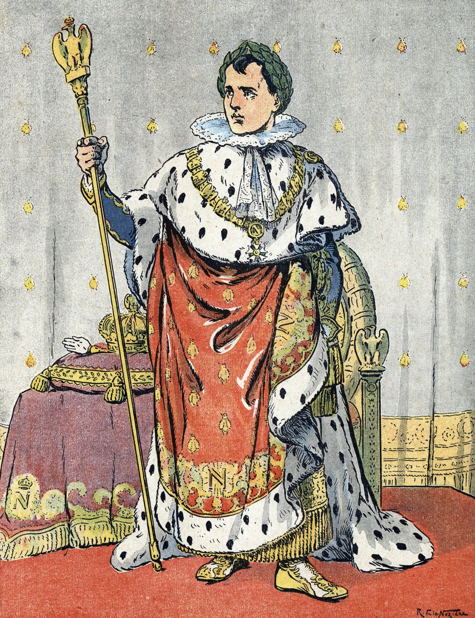 Portræt af kejser Napoleon I (1769-1821) Illustration af Raymond de Neziere i "Our-Glory-Nationals" 1920 Privat samling af Raymond de la Neziere