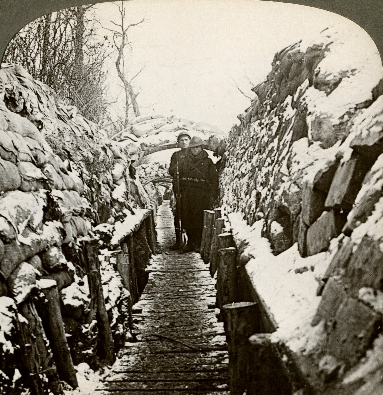 Vinter i de belgiske skyttegrave i Nieuwpoort, Belgien 20. århundrede. af Realistic Travels Publishers