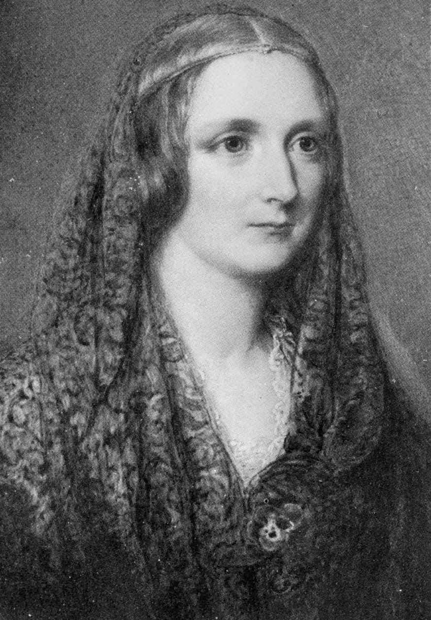 Mary Shelley, et idealiseret portræt skabt efter hendes død (olie på emalje) af Reginald Easton