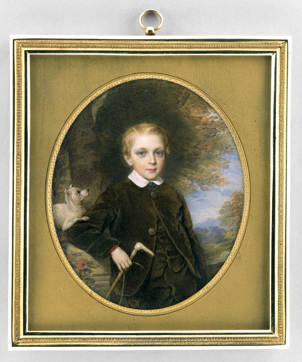 Portræt af en dreng, ca. 1865-80 (akvarel på elfenben, forgyldt og glas) af Reginald Easton