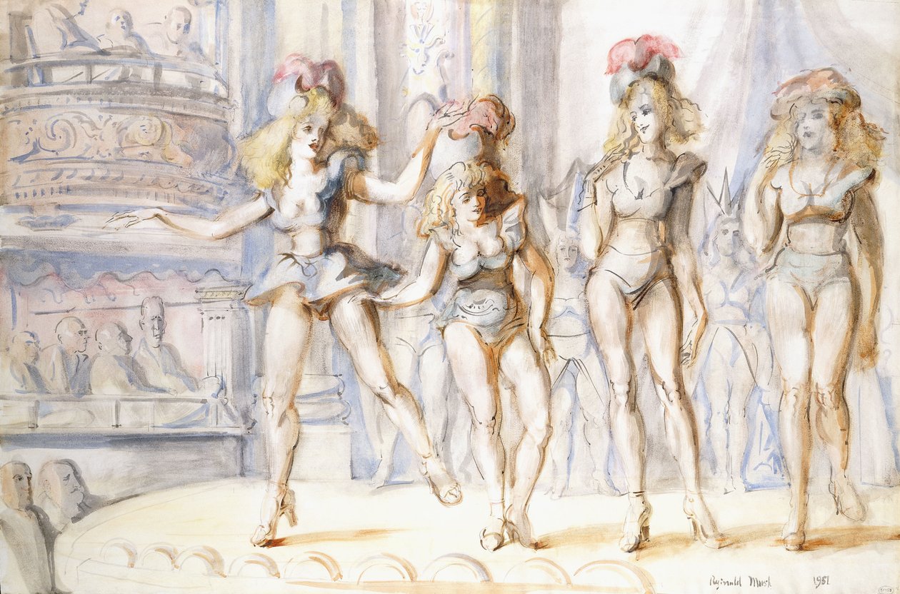 Burlesk med fire figurer af Reginald Marsh