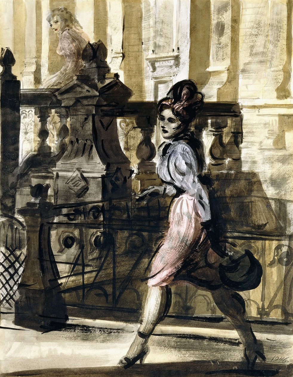 Gåtur i centrum af Reginald Marsh
