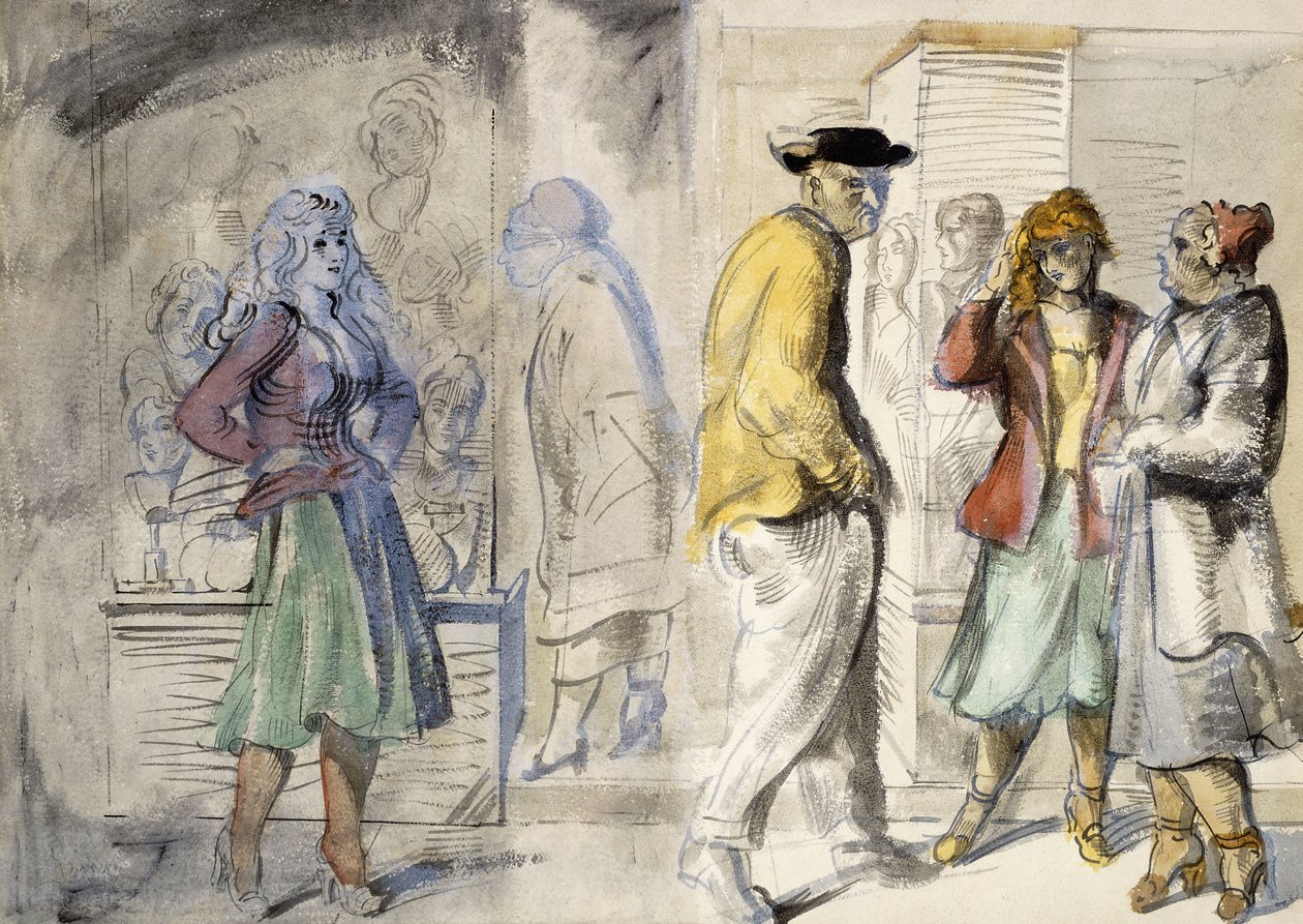 Gadescener i New York: En dobbeltsidet akvarel af Reginald Marsh