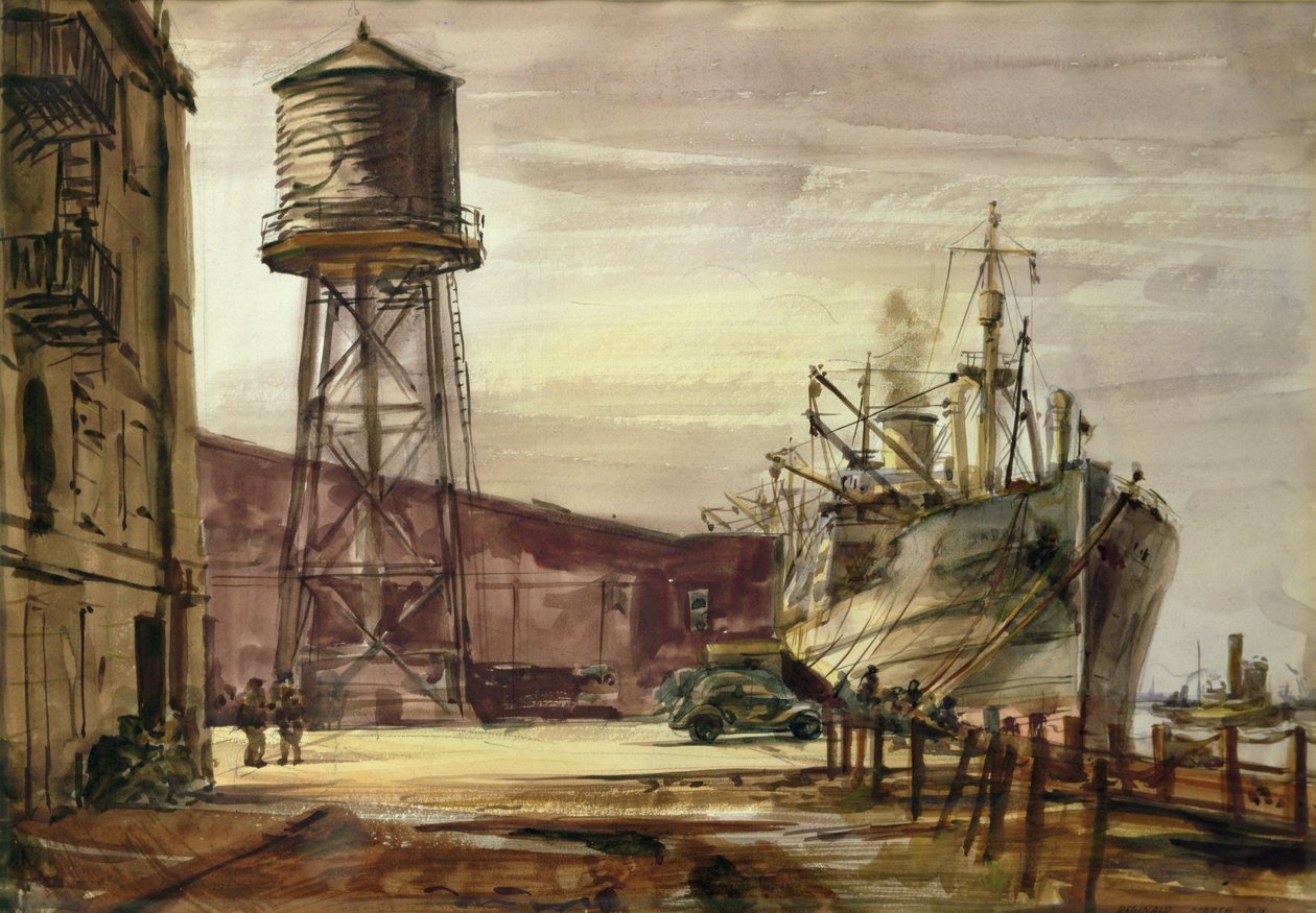 Port (akvarel på papir) af Reginald Marsh