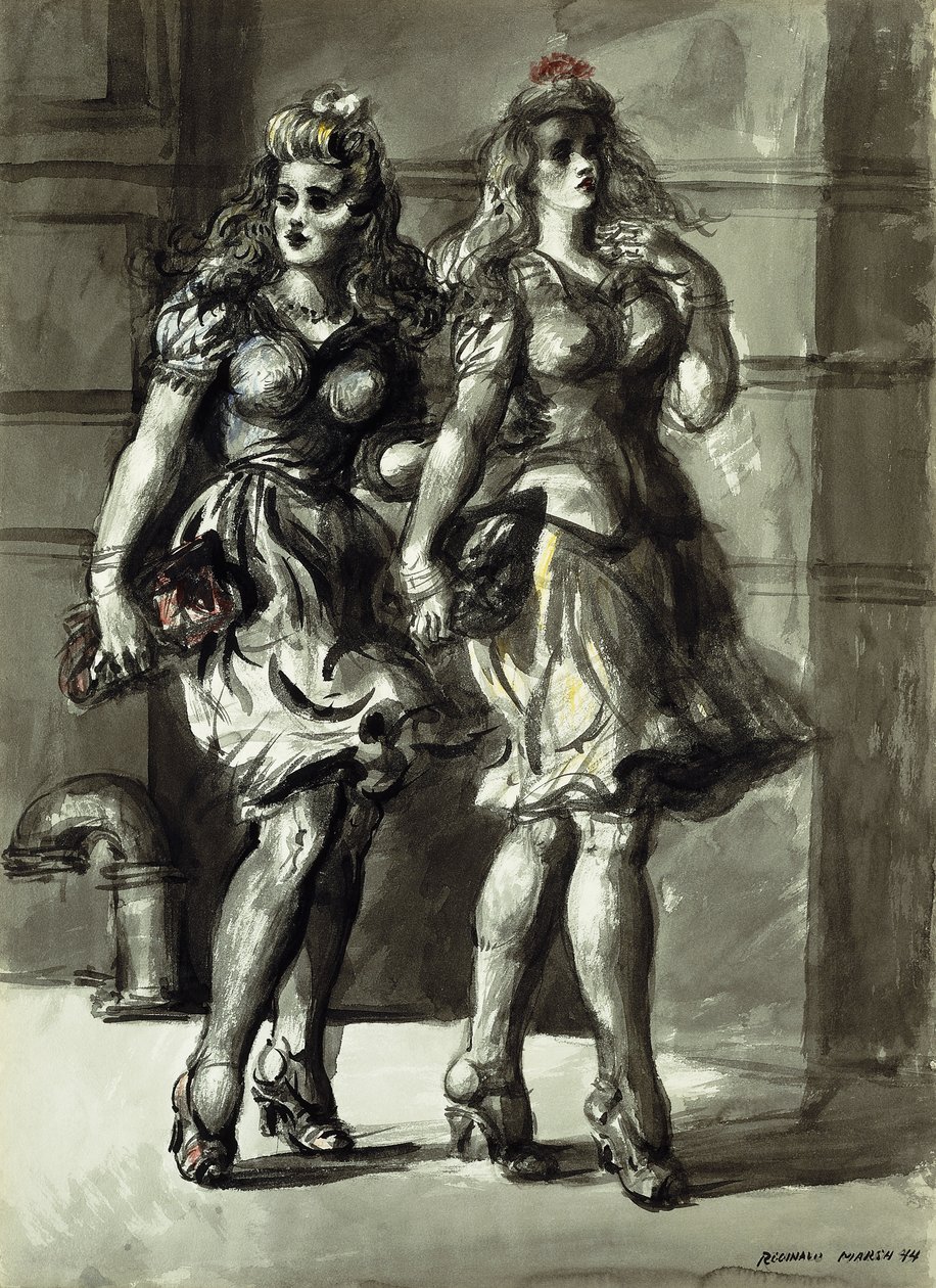 To unge kvinder på gåtur af Reginald Marsh