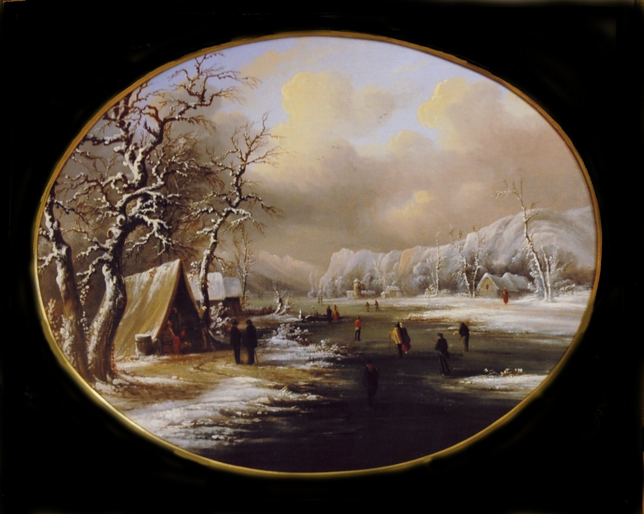 Vinterskøjteløb i New Jersey, ca. 1847. af Regis Francois Gignoux
