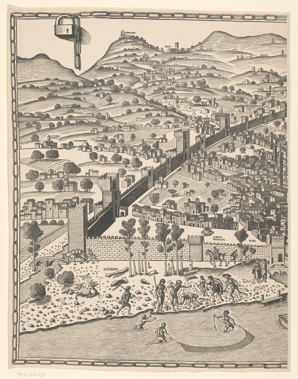 Udsigt over Firenze (venstre del) Fiorenza (titel på objekt) af Reichsdruckerei