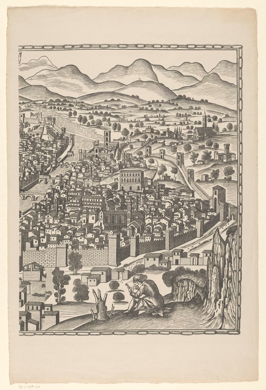 Udsigt over Firenze (højre del) Fiorenza (titel på objekt) af Reichsdruckerei