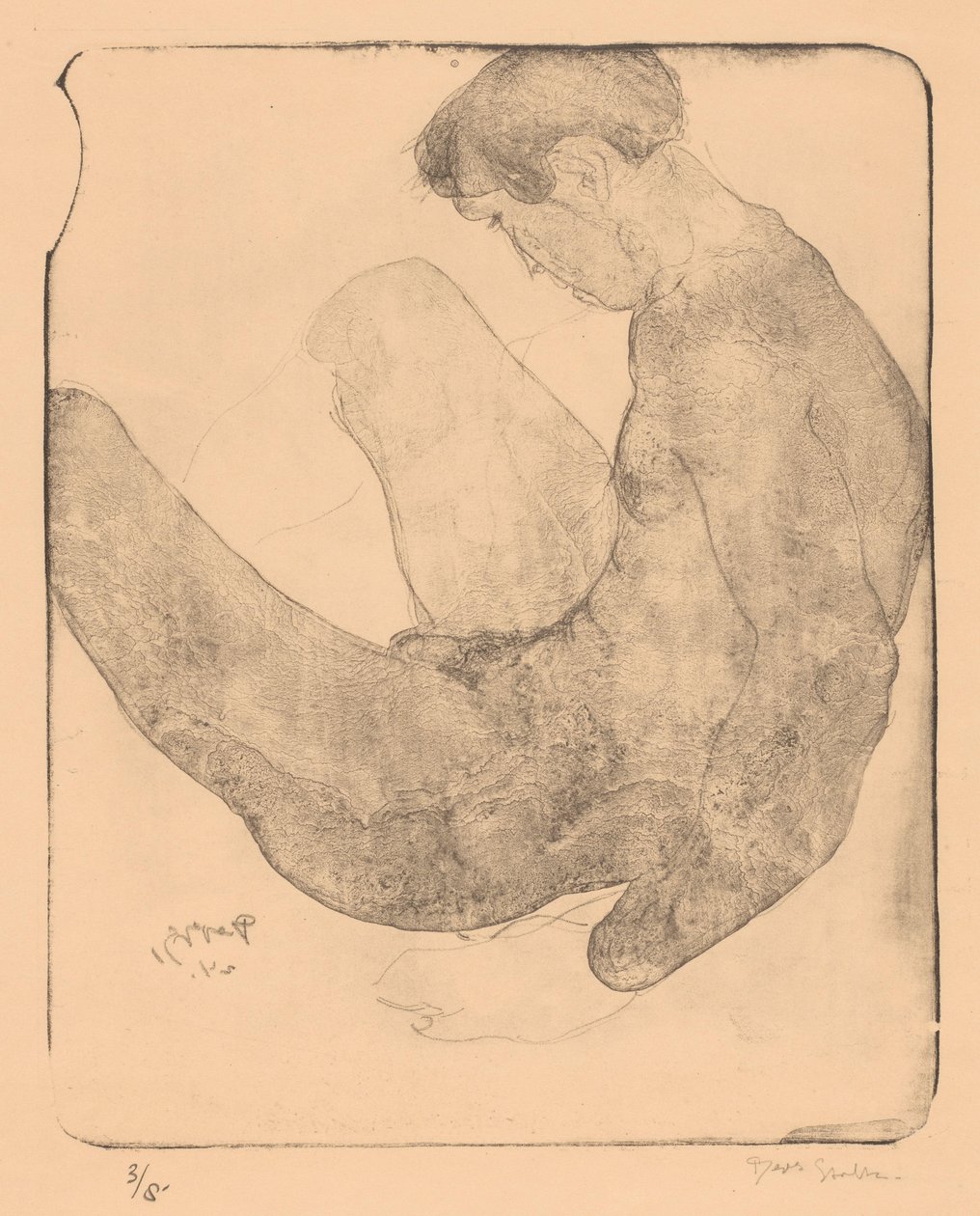 Nøgen mand med hævede knæ af Reijer Stolk (signed by artist)