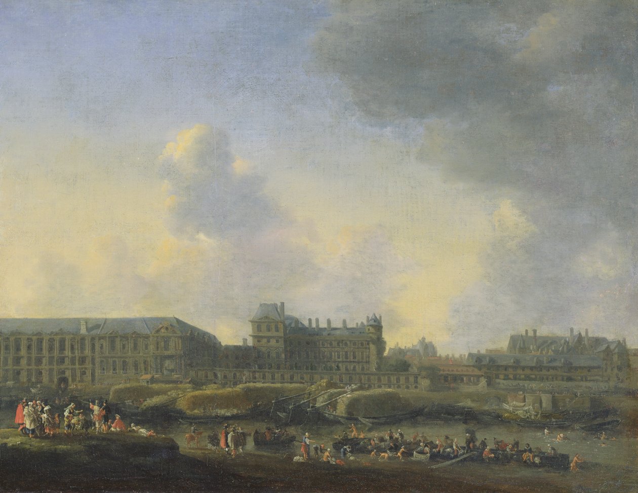 Udsigt over floden Seinen, Louvre og Palais Bourbon, ca. 1655 af Reinier Zeeman