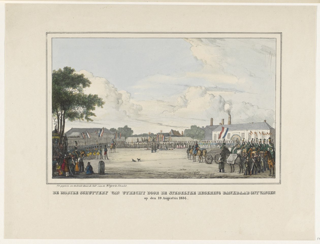 Mobile Gun of Utrecht blev med taknemmelighed modtaget af den kommunale regering. den 19. august 1834 (titel på objekt) af Reinier Craeyvanger