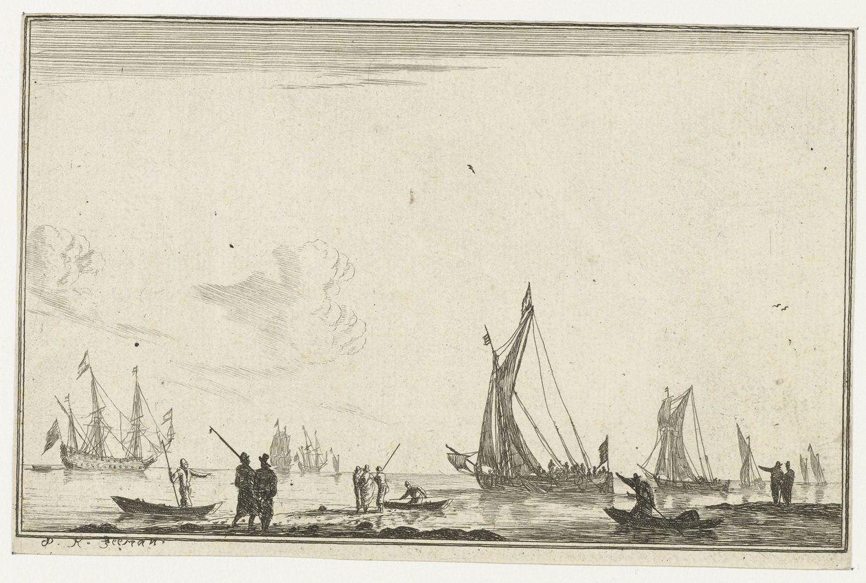 Indre vandveje med forskellige sejlskibe Versheyde Binne-Waters (serietitel) Indre vandveje (serietitel) af Reinier Nooms