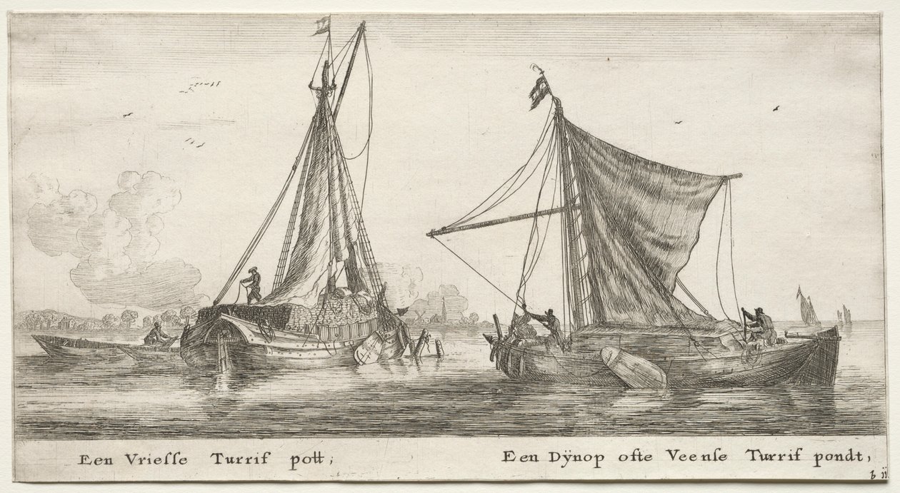 Amsterdams skibe: En frisisk tørvepram. Dÿnop, nær Veensche Tørvedammen. af Reinier Nooms