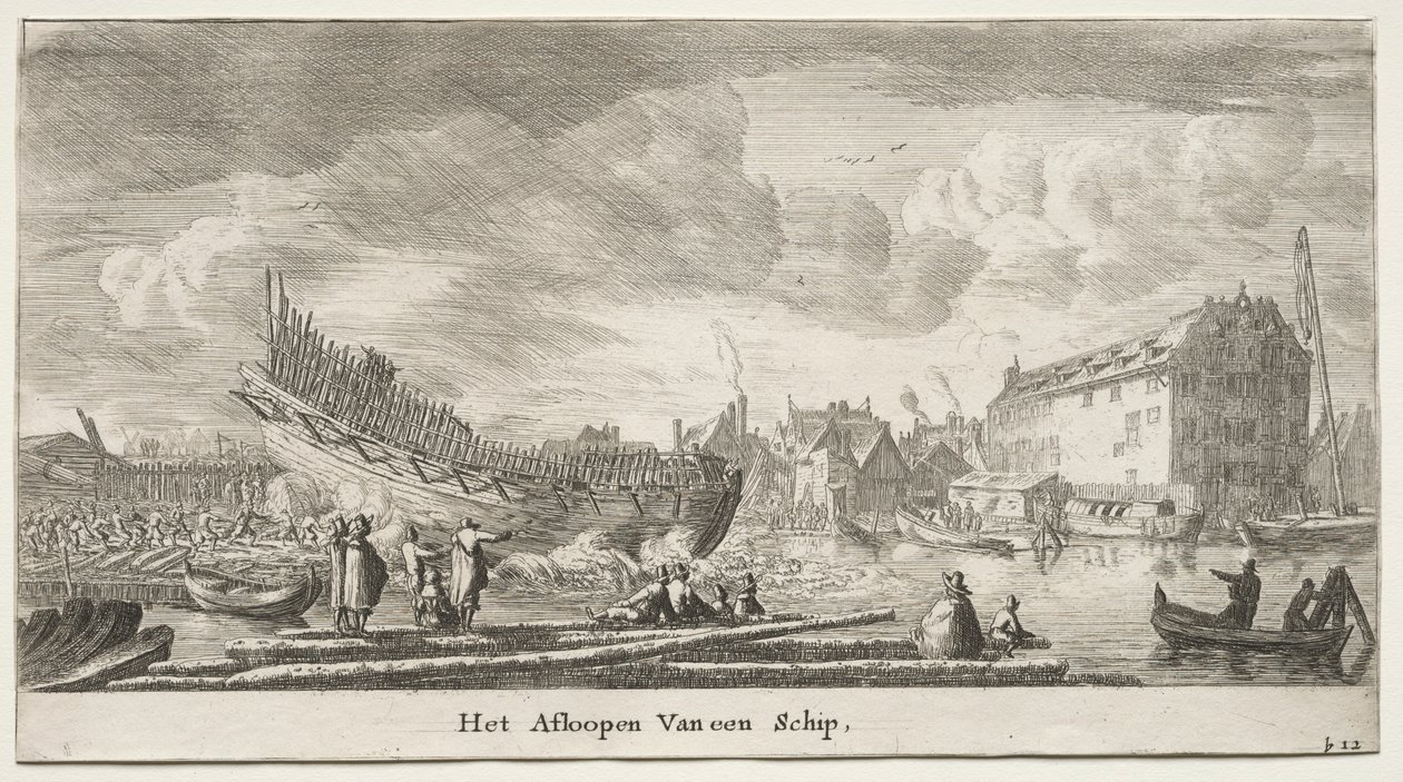 Amsterdams skibe: søsætning af et skib. af Reinier Nooms