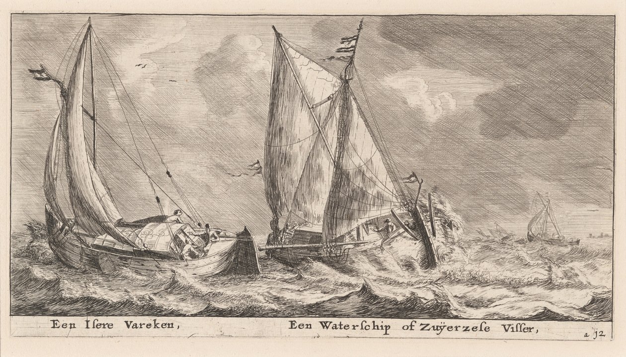 Et "Isere" fartøj og en vandschip eller Zuiderzee fiskebåd af Reinier Nooms, called Zeeman