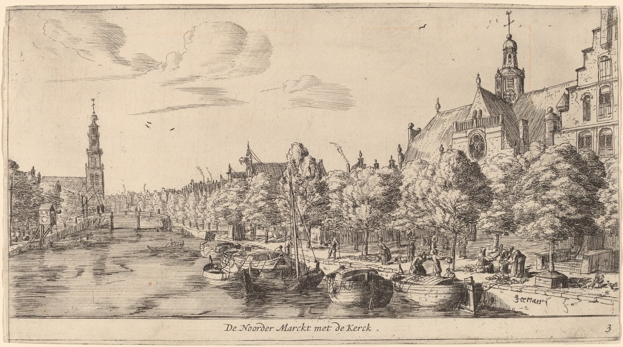 Noordenmarkt med Noorden Kerk (The Noorder Marckt with the Kerck) af Reinier Nooms, called Zeeman