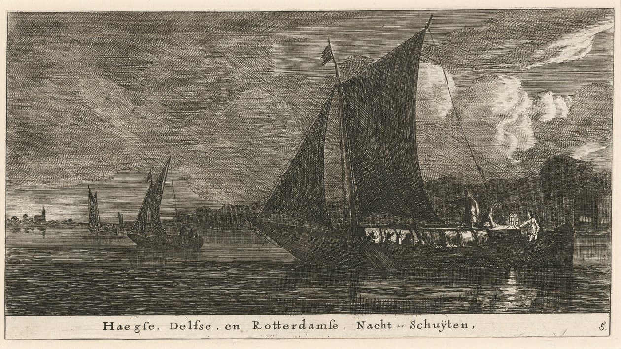 Natbådene til Haag, Delft og Amsterdam af Reinier Nooms, called Zeeman