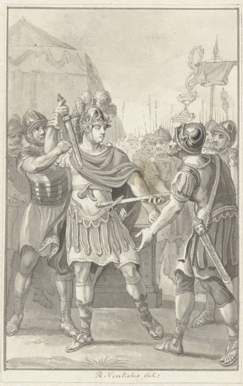 Germanicus lover Tiberius troskab af Reinier Vinkeles (I)