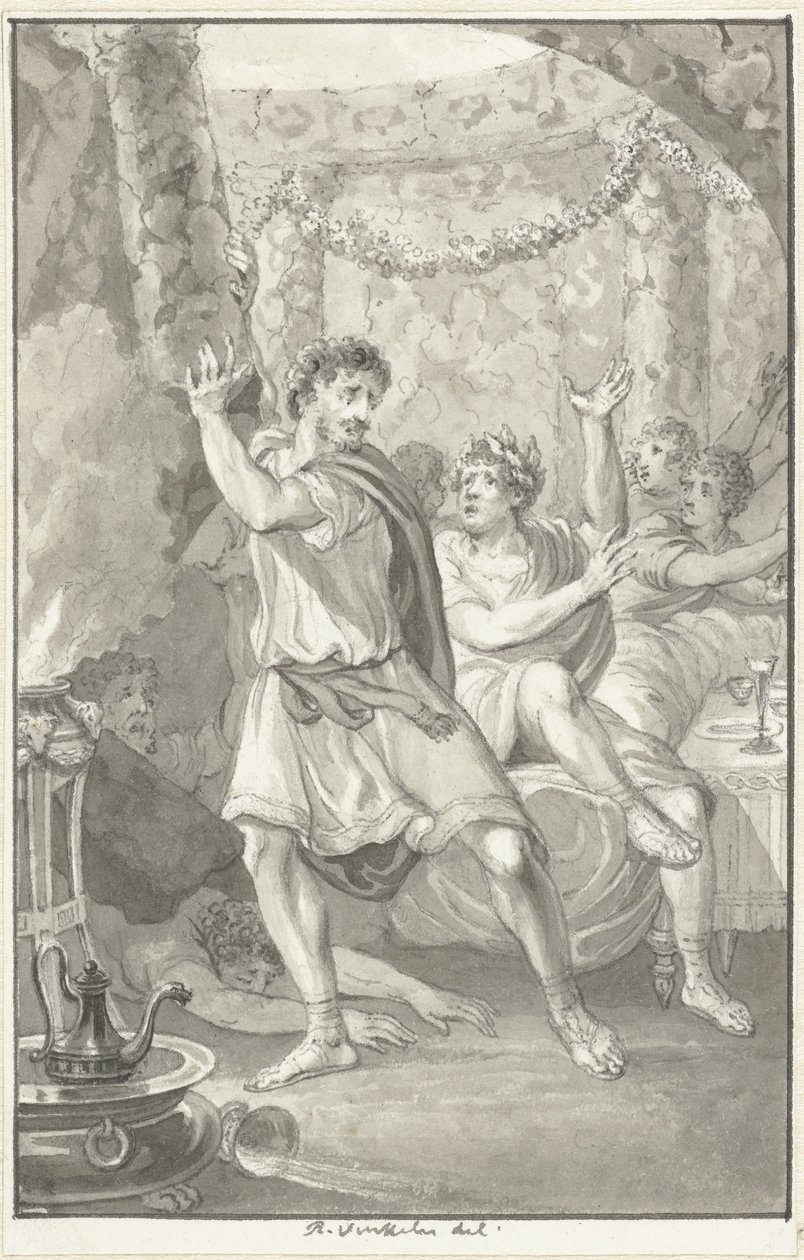 Lucius Aemilius Sejanus redt het liv van Tiberius af Reinier Vinkeles (I)