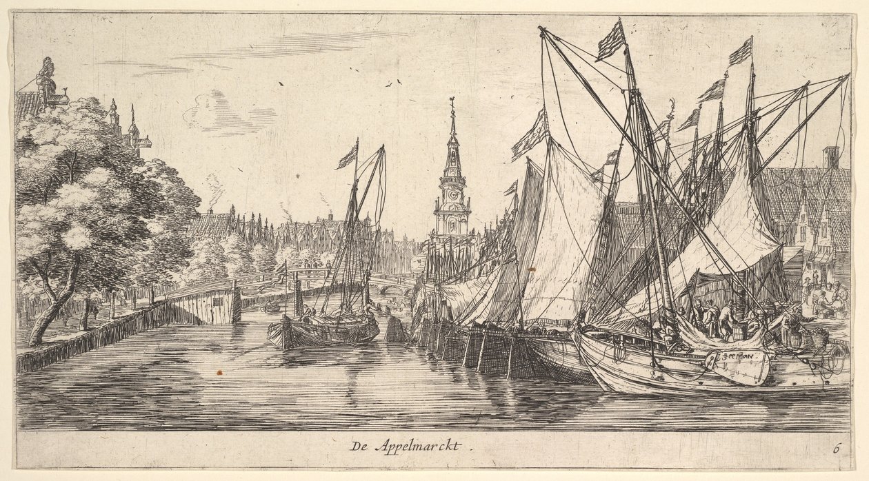 De Appelmarckt The Apple Market, from Views in Amsterdam, plate 6, ca. 165962. dani af Reinier Zeeman