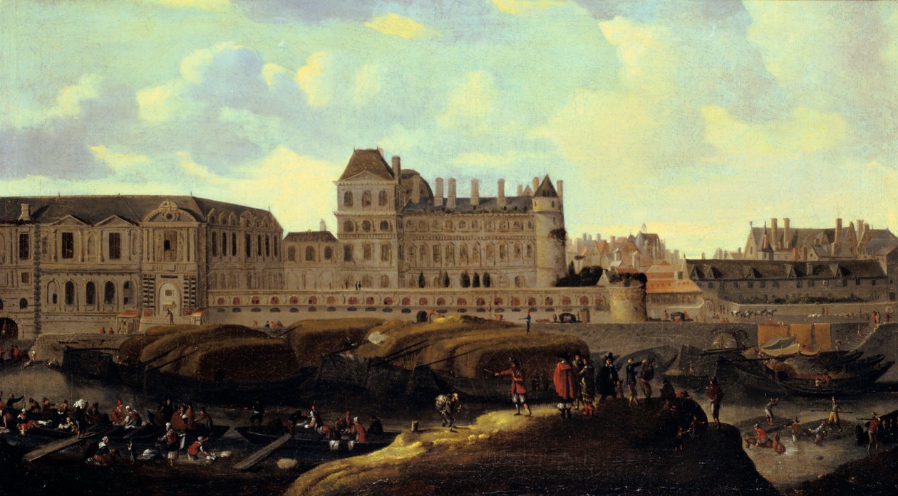 Louvre og Petit Bourbon set fra Seinen, Paris, 1600-tallet af Reinier Zeeman