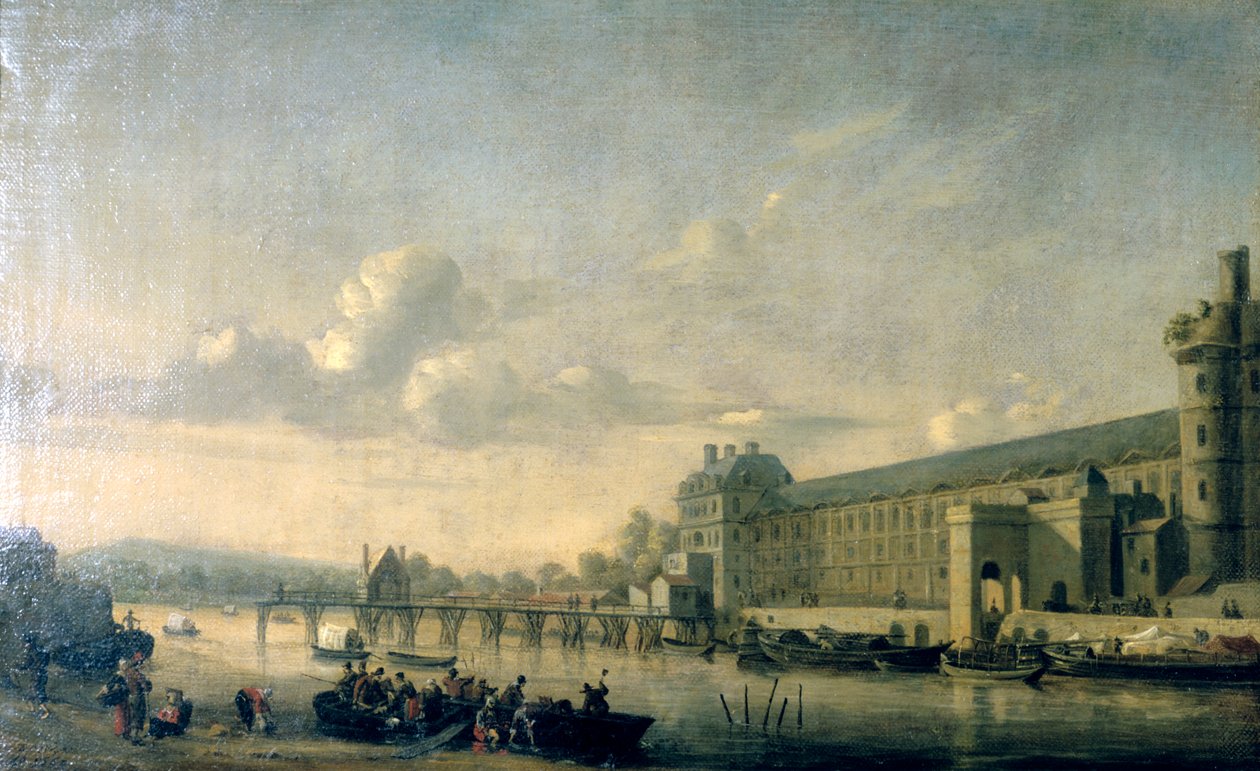 Udsigt over Seinen med sydfacaden af Louvre-galleriet, Paris, 1660 af Reinier Zeeman