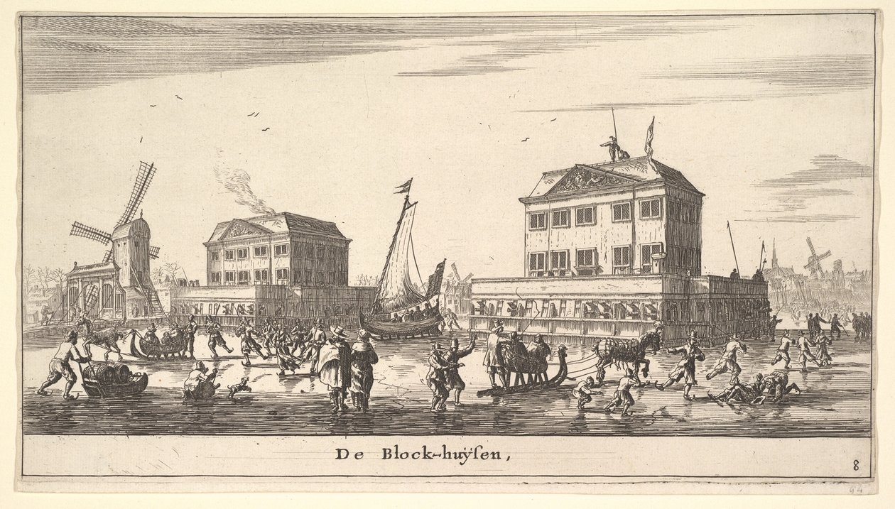 Vinterscene ved Blockhouse i Amsterdam, 1600-tallet. af Reinier Zeeman